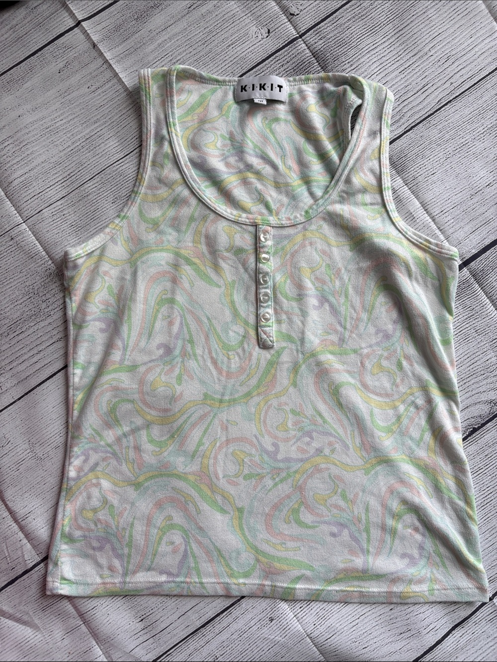 Kikit Pastel Swirl Knit Top - Multi Pastel Pattern Size M
